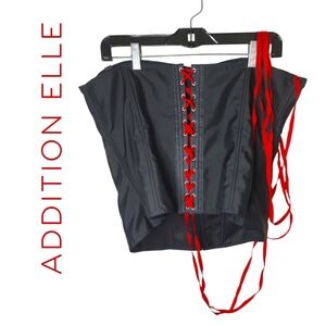 Addition Elle Black Corset With Red Ribbon
